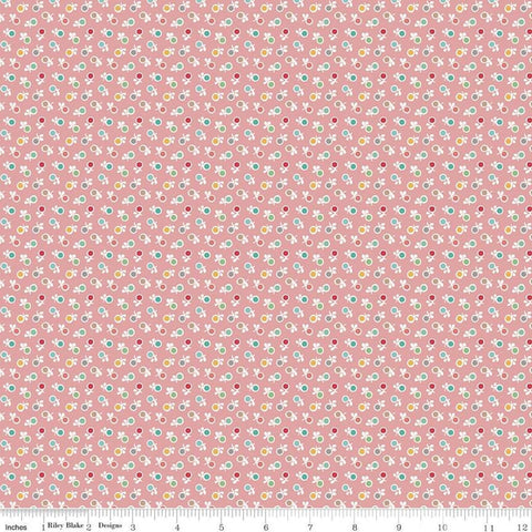 Stitch Ditsy C10931 Coral - Riley Blake Designs - Floral Flowers Orange Pink - Lori Holt - Quilting Cotton Fabric