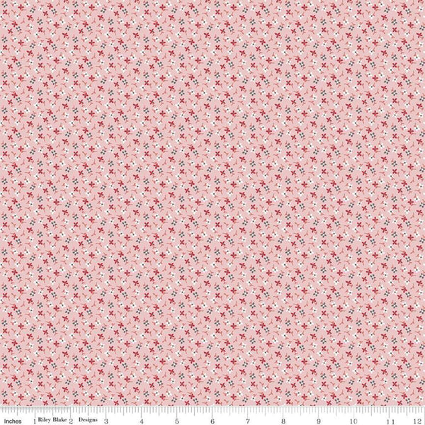 Stitch Wildflowers C10935 Frosting - Riley Blake Designs - Floral Flowers Pink - Lori Holt - Quilting Cotton Fabric