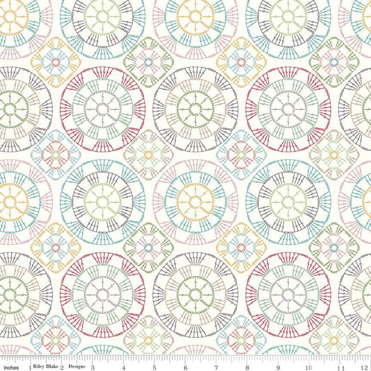 SALE Stitch Crochet C10937 Cloud - Riley Blake Designs - Geometric Off White - Lori Holt - Quilting Cotton Fabric