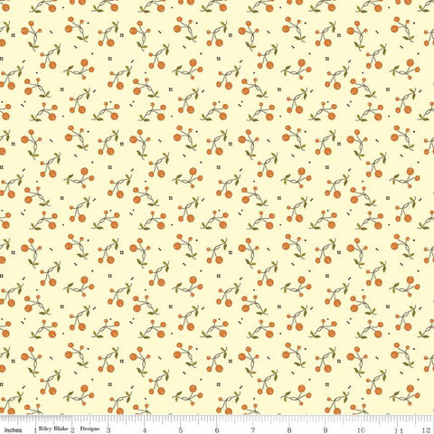 Adel in Autumn Berries C10823 Cream - Riley Blake Designs - Fall Leaves Berry Sprigs - Quilting Cotton Fabric