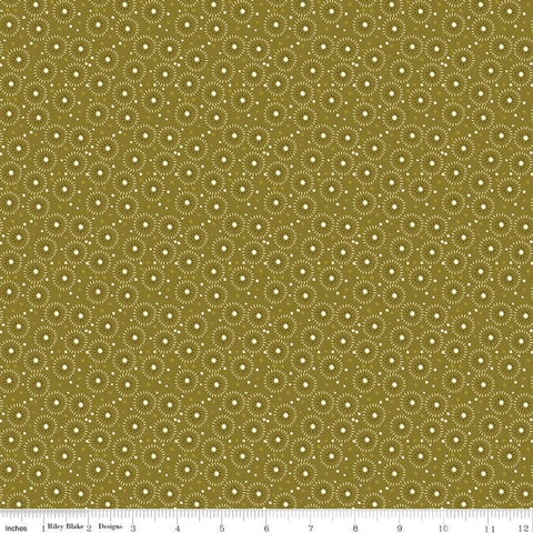 22" End of Bolt - Adel in Autumn Seeds C10825 Olive - Riley Blake Designs - Fall Dots Circles Green - Quilting Cotton Fabric