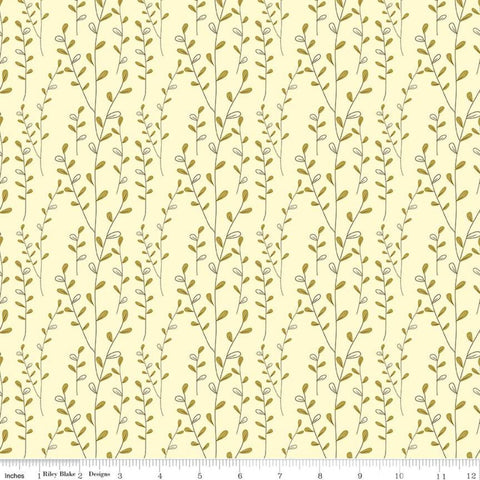 33" End of Bolt - SALE Adel in Autumn Vines C10826 Cream - Riley Blake Designs - Fall Leaves Green - Quilting Cotton Fabric