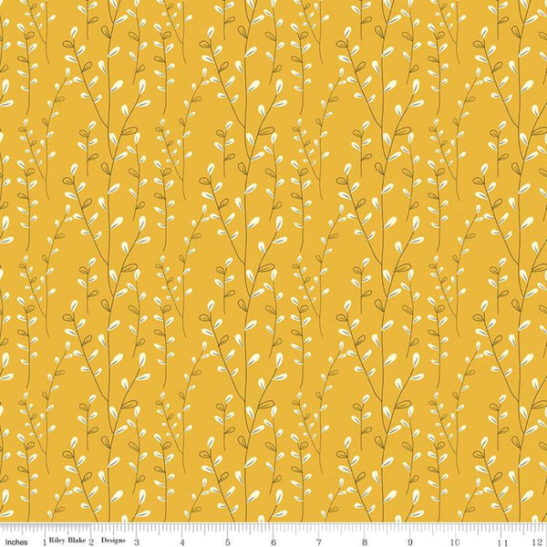 Adel in Autumn Vines C10826 Gold - Riley Blake Designs - Fall Leaves - Quilting Cotton Fabric