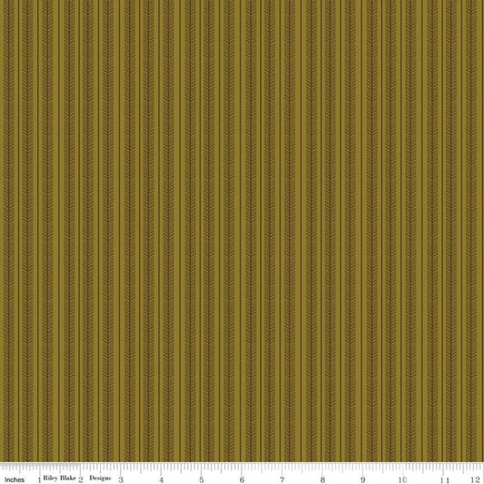 DEAL Adel in Autumn Stripes C10827 Olive - Riley Blake Designs - Fall Stripe Striped Green - Quilting Cotton Fabric