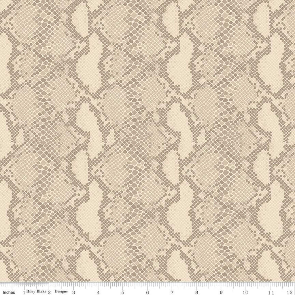 22" End of Bolt - CLEARANCE Animal Kingdom Snake Skin C694 Tan - Riley Blake Designs - Animal Print Beige - Quilting Cotton Fabric
