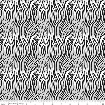 SALE Animal Kingdom Bengal Mini C697 White - Riley Blake Designs - Animal Print Tiger - Quilting Cotton Fabric