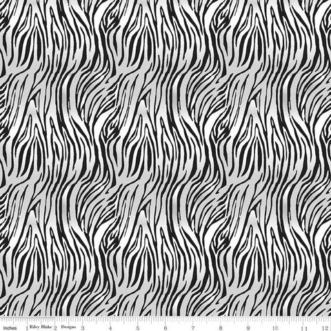SALE Animal Kingdom Bengal Mini C697 White - Riley Blake Designs - Animal Print Tiger - Quilting Cotton Fabric