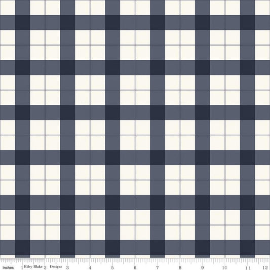 DEAL Gingham Foundry Gingham C11132 Navy - Riley Blake Designs - Plaid Blue Cream - Quilting Cotton Fabric