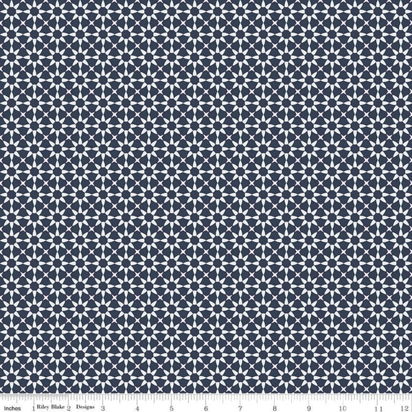 20" End of Bolt - SALE Gingham Foundry Stars C11135 Navy - Riley Blake Designs - Geometric Blue - Quilting Cotton Fabric