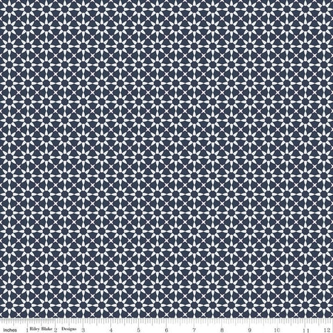 20" End of Bolt - SALE Gingham Foundry Stars C11135 Navy - Riley Blake Designs - Geometric Blue - Quilting Cotton Fabric