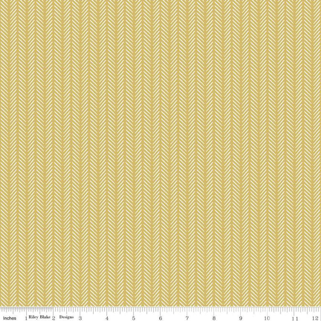 25" end of bolt - Gingham Foundry Stripe C11136 Honey - Riley Blake Designs - Stripes Striped Gold - Quilting Cotton Fabric