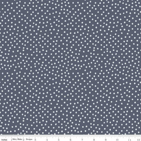 SALE Gingham Foundry Dots C11138 Denim - Riley Blake Designs - Dotted Dot Blue - Quilting Cotton Fabric