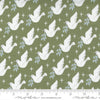 Christmas Morning Lovey Dovey 5141 Pine - Moda Fabrics - Birds Doves Leaves on Green - Quilting Cotton Fabric