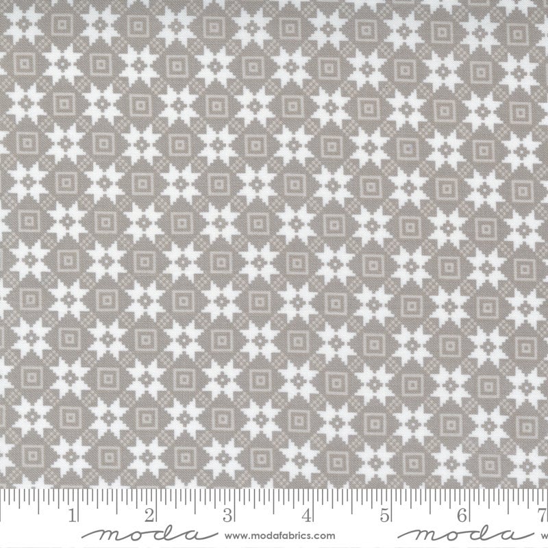 Christmas Morning Bright Star 5144 Dove - Moda Fabrics - Geometric Gray Grey White - Quilting Cotton Fabric