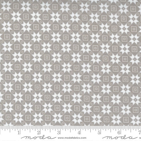 Christmas Morning Bright Star 5144 Dove - Moda Fabrics - Geometric Gray Grey White - Quilting Cotton Fabric