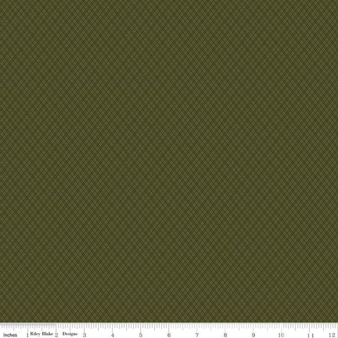 Christmas at Buttermilk Acres Plaid C10905 Green - Riley Blake Designs - Diagonal Geometric Tone-on-Tone - Quilting Cotton Fabric
