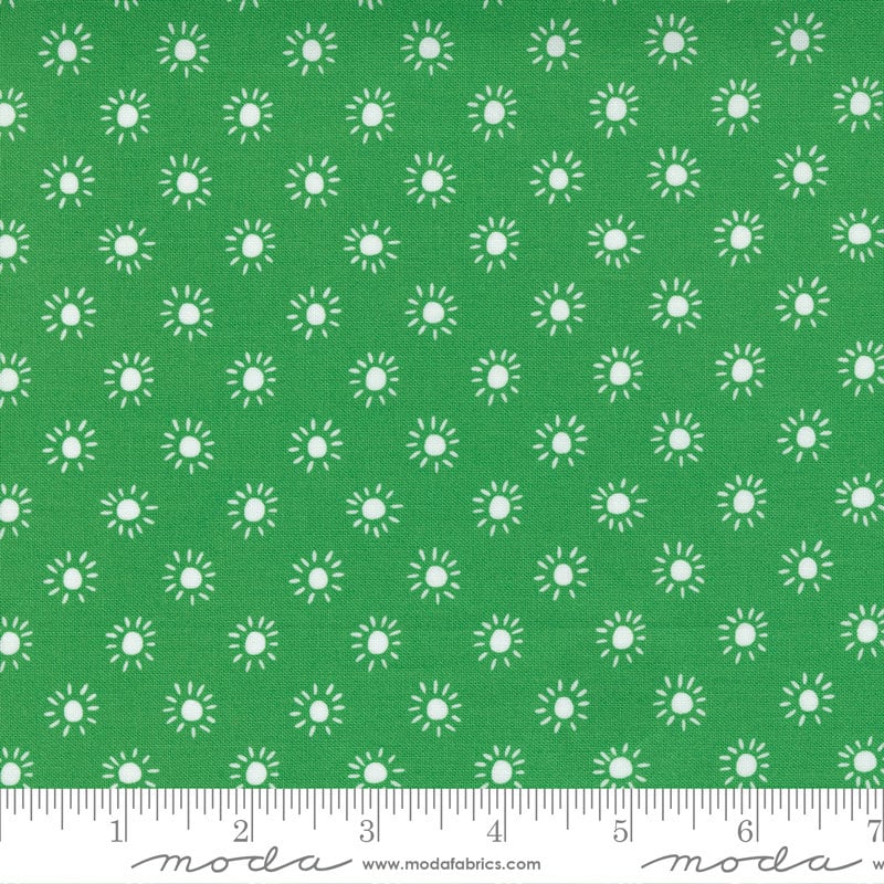 SALE Jungle Paradise Sunny Day Dot 20789 Parrot - Moda Fabrics - Dots Suns Green Off White - Quilting Cotton Fabric