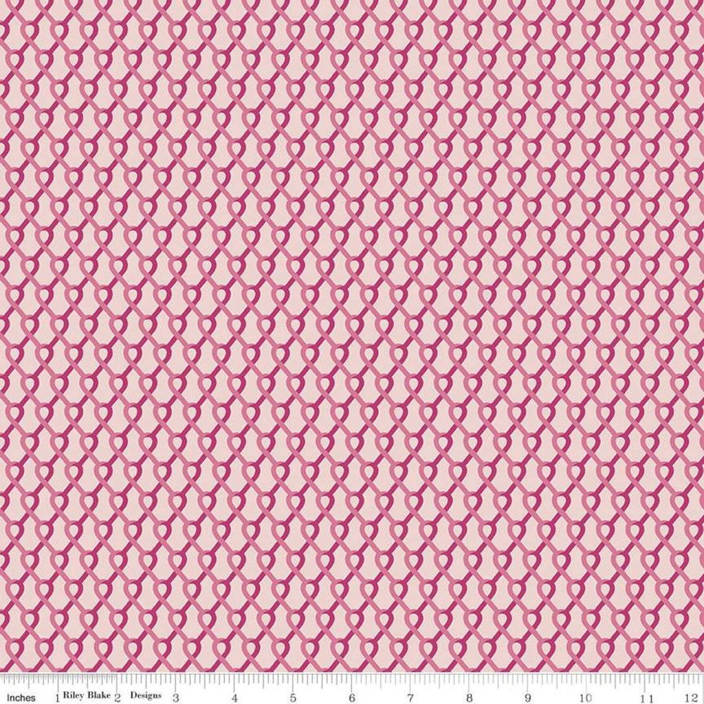 CLEARANCE Hope in Bloom Ribbons C11023 Blush - Riley Blake Designs - Breast Cancer Interlocking Ribbons Pink - Quilting Cotton Fabric