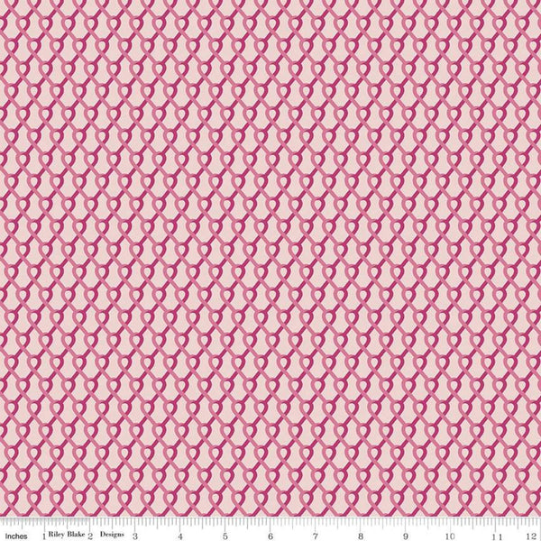 CLEARANCE Hope in Bloom Ribbons C11023 Blush - Riley Blake Designs - Breast Cancer Interlocking Ribbons Pink - Quilting Cotton Fabric