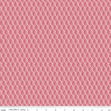 Fat Quarter End of Bolt - SALE Hope in Bloom Ribbons C11023 Pink - Riley Blake - Breast Cancer Interlocking Geometric - Quilting Cotton