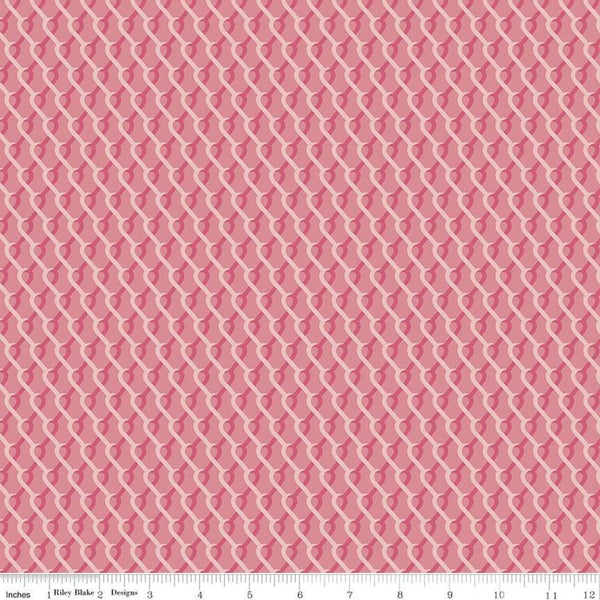 CLEARANCE Hope in Bloom Ribbons C11023 Pink - Riley Blake Designs - Breast Cancer Interlocking Ribbons Geometric - Quilting Cotton Fabric