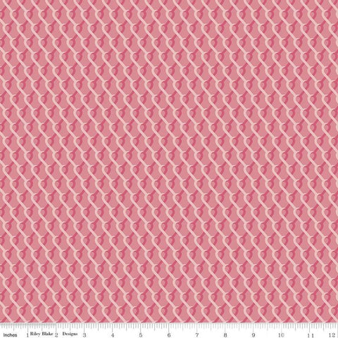 SALE Hope in Bloom Ribbons C11023 Pink - Riley Blake Designs - Breast Cancer Interlocking Ribbons Geometric - Quilting Cotton Fabric
