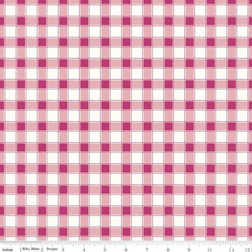 DEAL Hope in Bloom Plaid C11024 Hot Pink - Riley Blake Designs - Breast Cancer Geometric Pink on White - Quilting Cotton Fabric