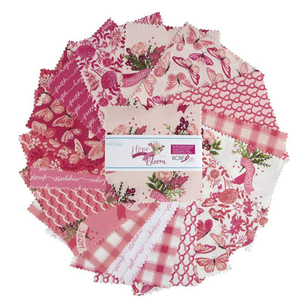 SALE Hope in Bloom Charm Pack 5" Stacker Bundle - Riley Blake Designs - 42 piece Precut Pre cut - Breast Cancer - Quilting Cotton Fabric