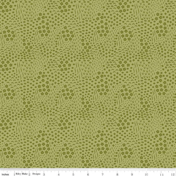 SALE Primrose Hill Meadow C11064 Olive - Riley Blake Designs - Floral Flowers Tone-on-Tone - Quilting Cotton Fabric