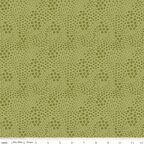SALE Primrose Hill Meadow C11064 Olive - Riley Blake Designs - Floral Flowers Tone-on-Tone - Quilting Cotton Fabric