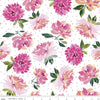 DEAL Lucy June Flowers C11221 White - Riley Blake Designs - Floral on Dotted White - Quilting Cotton Fabric