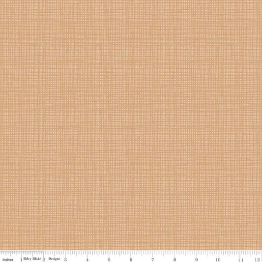 15" End of Bolt - Texture C610 Burlap by Riley Blake Designs - Sketched Tone-on-Tone Irregular Grid Beige Tan - Quilting Cotton Fabric
