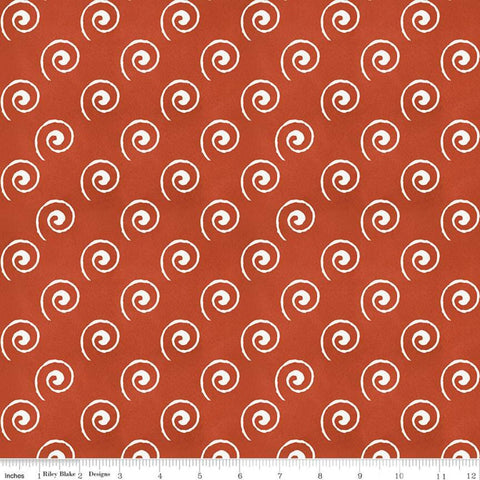 29" End of Bolt Piece - SALE Coffee Chalk Steam Swirl C11038 Red - Riley Blake Designs - Chalk-Drawn Swirls - Quilting Cotton Fabric