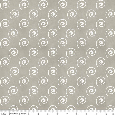 SALE Coffee Chalk Steam Swirl C11038 Taupe - Riley Blake Designs - Chalk-Drawn Swirls Gray Beige - Quilting Cotton Fabric