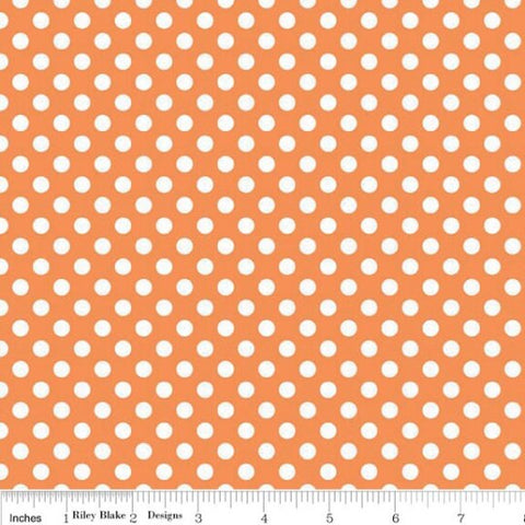 SALE KNIT Orange and White Small Polka Dot K350 by Riley Blake Designs - Jersey KNIT Cotton Stretch Fabric