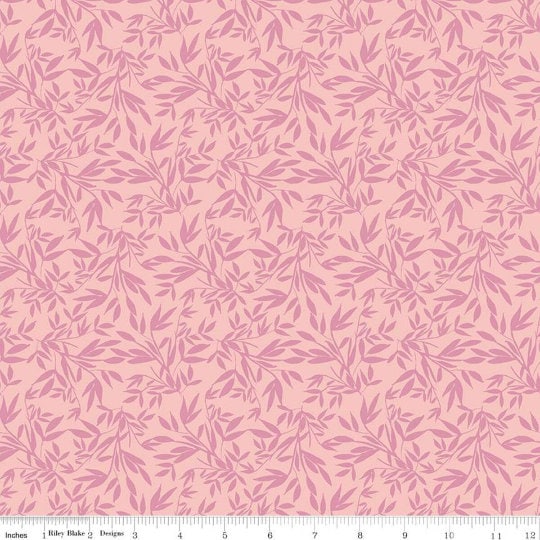 SUPER DEAL BTY! KNit Blooms and Bobbins Leaves K9172 Pink by Riley Blake Designs - Floral Tone-on-Tone - Jersey Knit Cotton Stretch Fabric