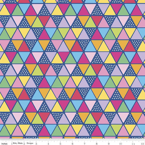 CLEARANCE Rainbowfruit Triangles C10896 Blue - Riley Blake Designs - Geometric - Quilting Cotton Fabric