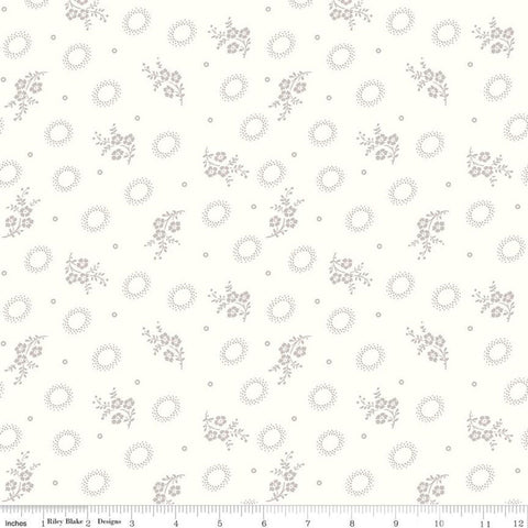 SALE Hush Hush Stem Gem C11160 - Riley Blake Designs - Low Volume Floral Flowers Dots Cream  - Quilting Cotton Fabric