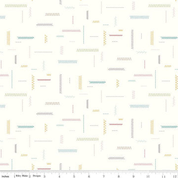 Hush Hush Stitches C11163 - Riley Blake Designs - Low Volume Sewing Machine Stitches Cream  - Quilting Cotton Fabric