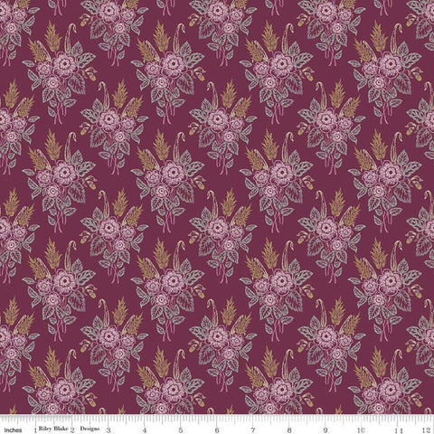 SALE Whimsical Romance Stipple C11082 Raspberry - Riley Blake Designs - Floral Flowers - Quilting Cotton