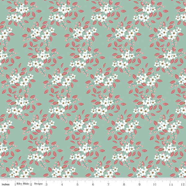 SALE Whimsical Romance Posies C11083 Mint - Riley Blake Designs - Floral Flowers Green - Quilting Cotton