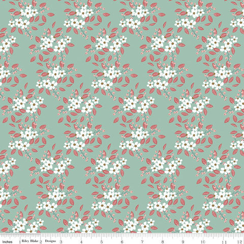 SALE Whimsical Romance Posies C11083 Mint - Riley Blake Designs - Floral Flowers Green - Quilting Cotton