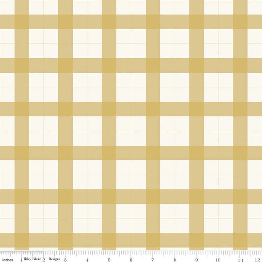 35" End of Bolt - Gingham Foundry Gingham C11132 Honey - Riley Blake Designs - Plaid Gold Cream - Quilting Cotton Fabric