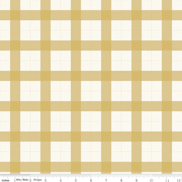 SALE Gingham Foundry Gingham C11132 Honey - Riley Blake Designs - Plaid Gold Cream - Quilting Cotton Fabric