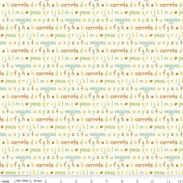 SALE Eat Your Veggies! Alphabet C11114 Cream - Riley Blake Designs - Lower Case Letters Words Children's - Quilting Cotton Fabric