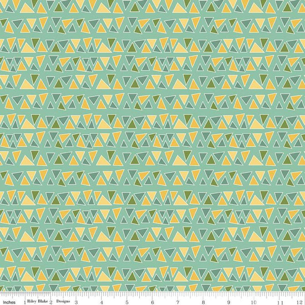 22" End of Bolt - SALE Eat Your Veggies! Triangles C11115 Teal - Riley Blake Designs - Geometric Children's - Quilting Cotton Fabric