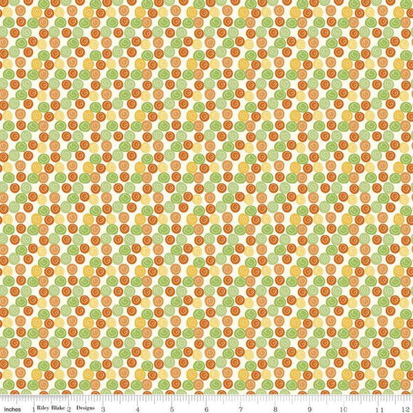 Eat Your Veggies! Dots C11117 Orange - Riley Blake Designs - Dotted Polka Dots with Swirl Children's - Quilting Cotton Fabric