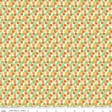 Eat Your Veggies! Dots C11117 Orange - Riley Blake Designs - Dotted Polka Dots with Swirl Children's - Quilting Cotton Fabric