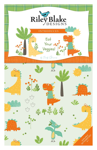 SALE Eat Your Veggies! 2.5 Inch Rolie Polie Jelly Roll 40 pieces  - Riley Blake - Precut Pre cut Bundle - Dinosaurs - Quilting Cotton Fabric