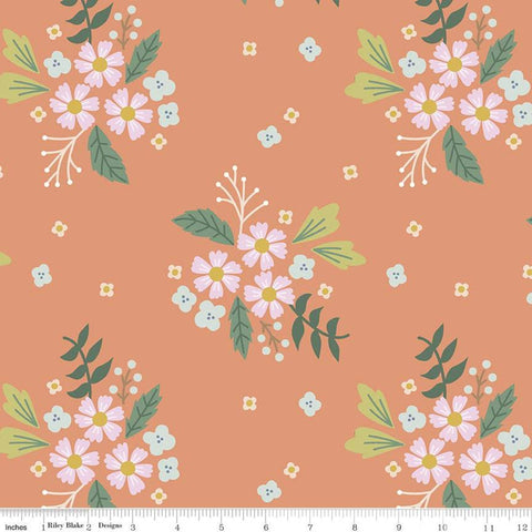 CLEARANCE Community Floral C11102 Coral - Riley Blake - Floral Flowers - Quilting Cotton Fabric
